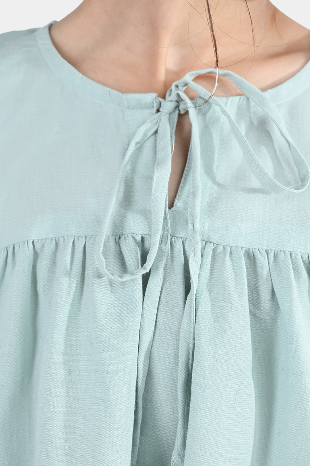 Girls Jacquard Casual Top - Smoke Green