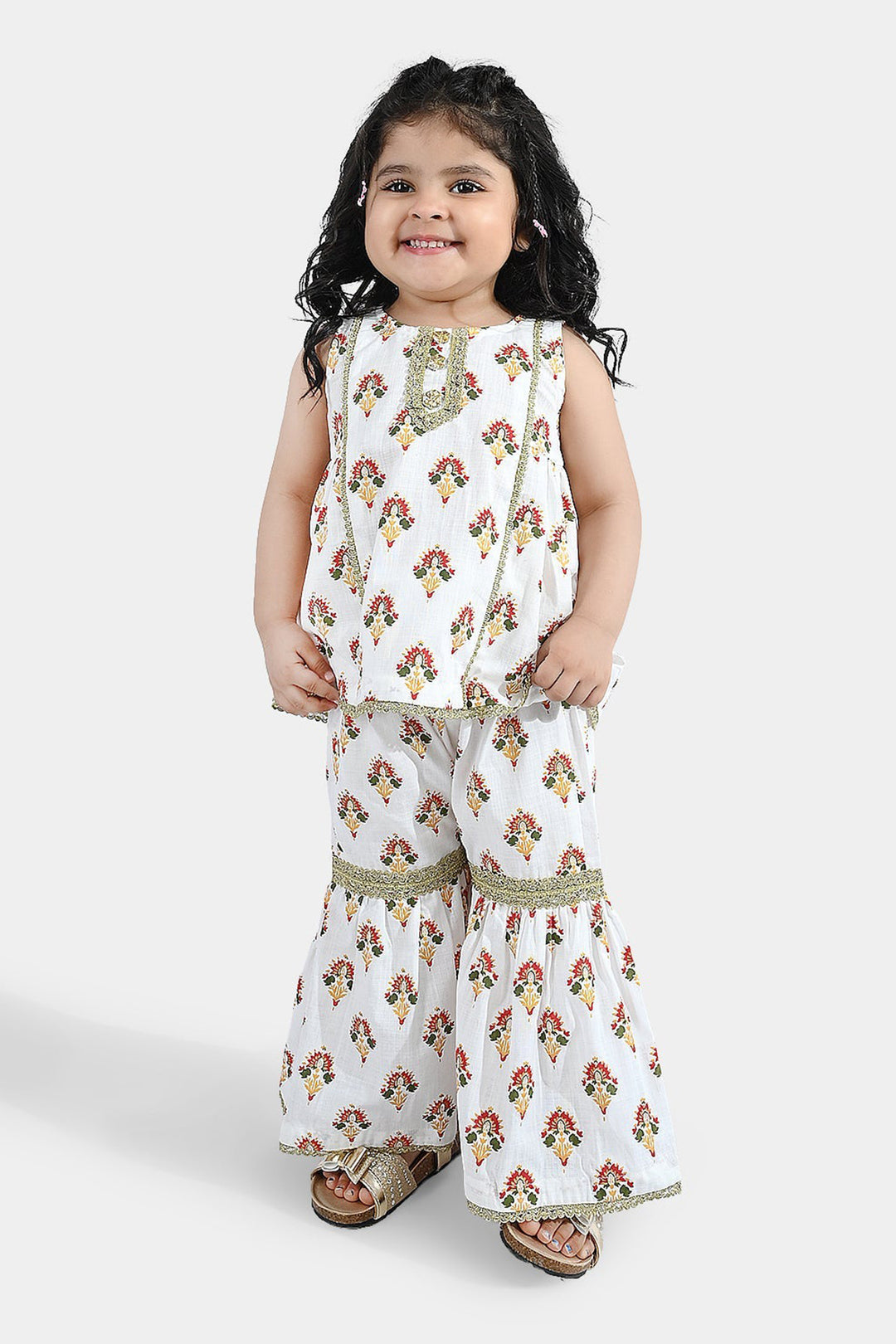 Infant Girls Cotton 2Pcs Roshan-Off White