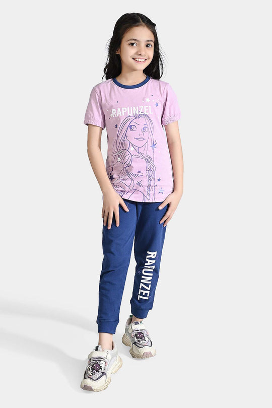 Girls Jersey/Terry 2 Piece Suit-Orchid Blue