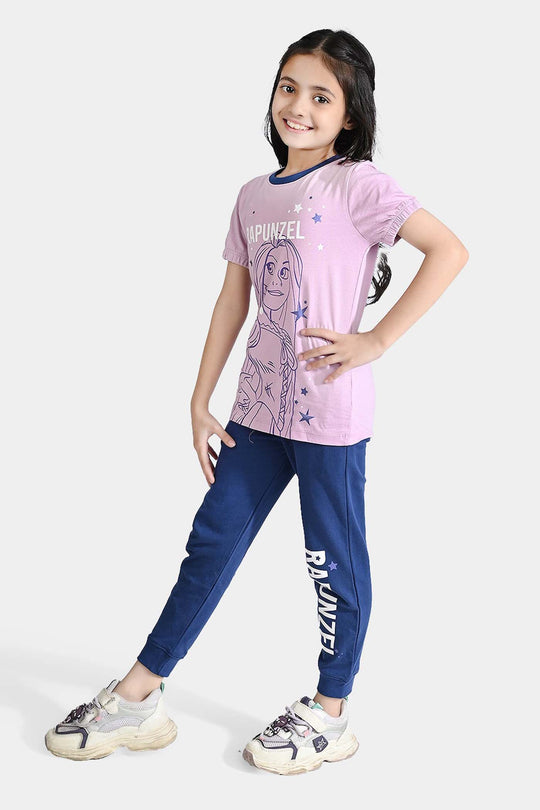 Girls Jersey/Terry 2 Piece Suit-Orchid Blue