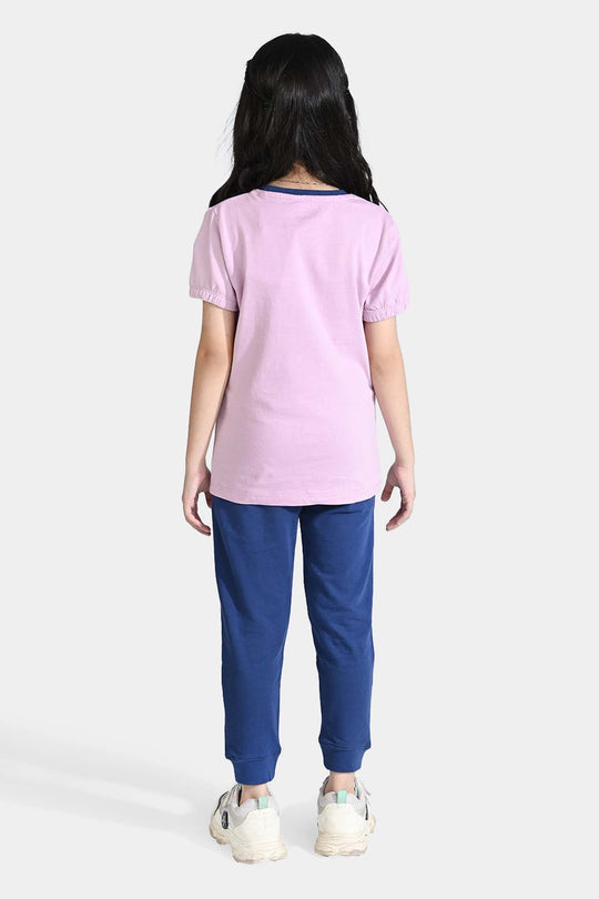 Girls Jersey/Terry 2 Piece Suit-Orchid Blue