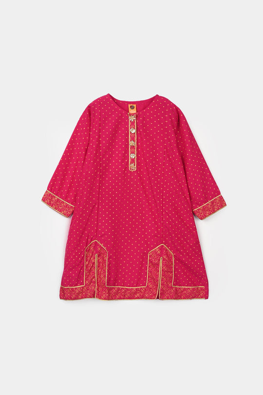 Girls Cotton 2-Pcs Suit (Arzoo) - Bright Pink