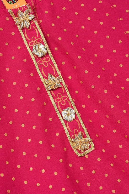 Girls Cotton 2-Pcs Suit (Arzoo) - Bright Pink