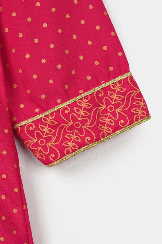 Girls Cotton 2-Pcs Suit (Arzoo) - Bright Pink