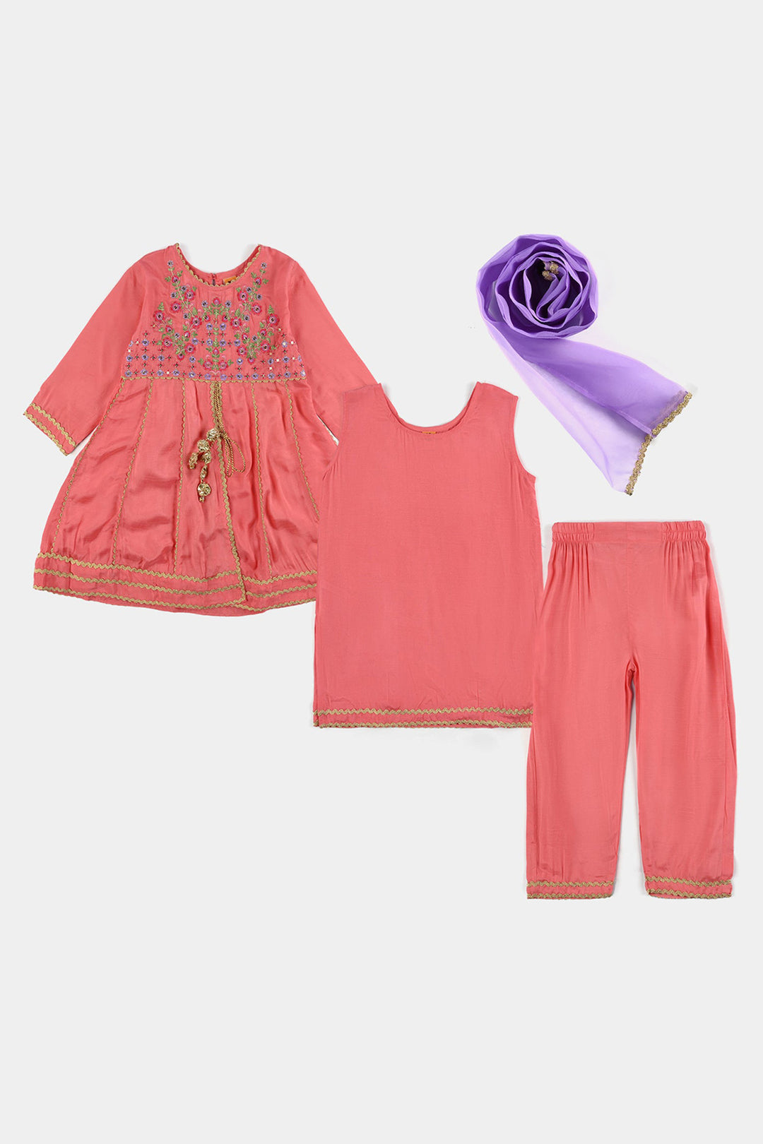 Girls Raw Silk 4Pcs Rashk-E- Chaman-Paradise Pink