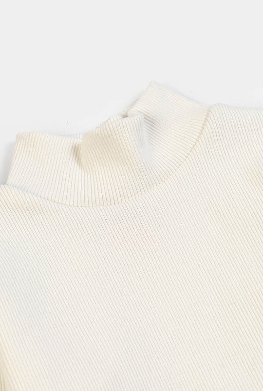 Infant Boys 2x1 Rib Turtle Neck-Off White