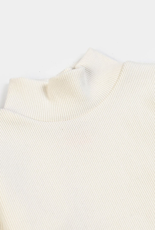 Boys 2x1 Rib Turtle Neck-Off White