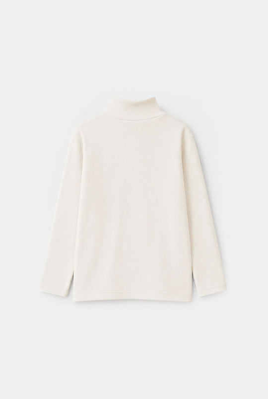 Boys 2x1 Rib Turtle Neck-Off White