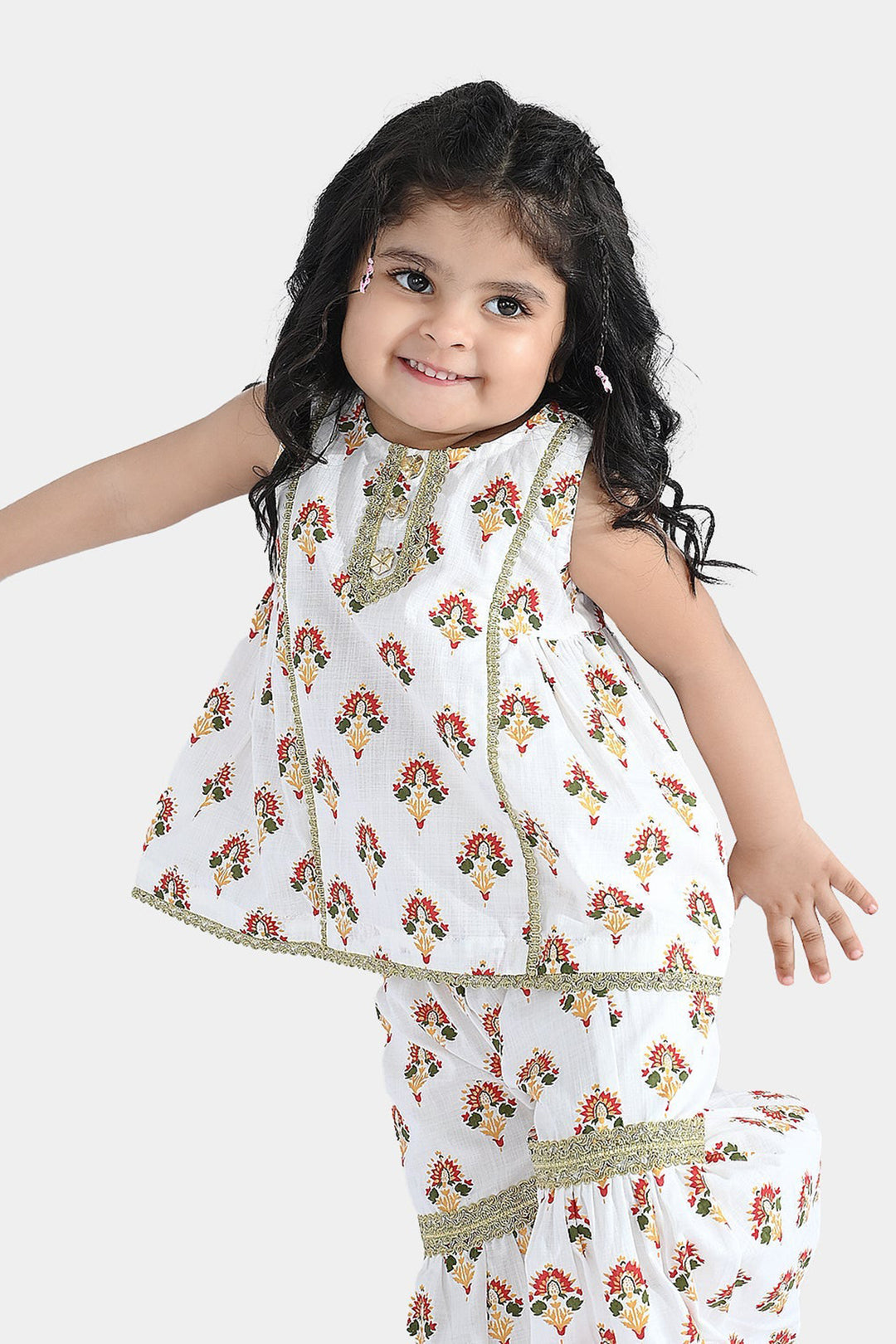 Infant Girls Cotton 2Pcs Roshan-Off White
