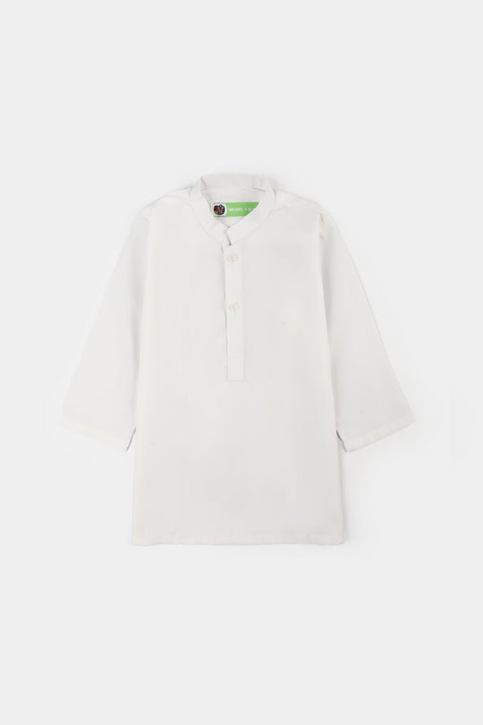 Infant Boys Poly Viscose Kurta Pajama (White Blended)