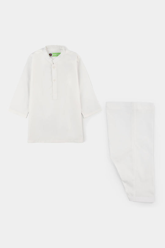 Infant Boys Poly Viscose Kurta Pajama (White Blended)