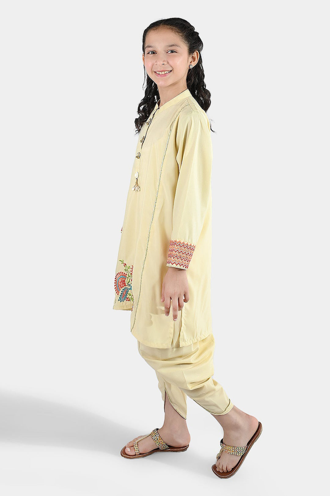 Girls poly cambric Emb 2Pcs Dilkash-Cream