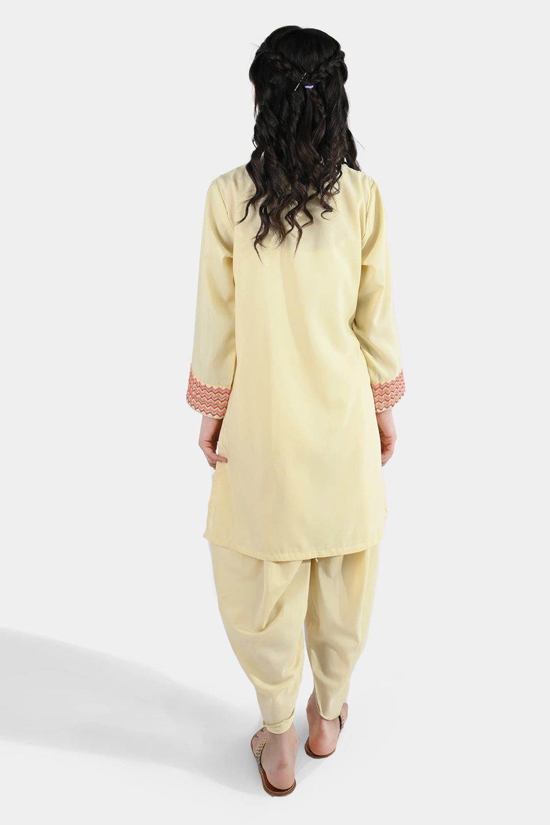 Girls poly cambric Emb 2Pcs Dilkash-Cream