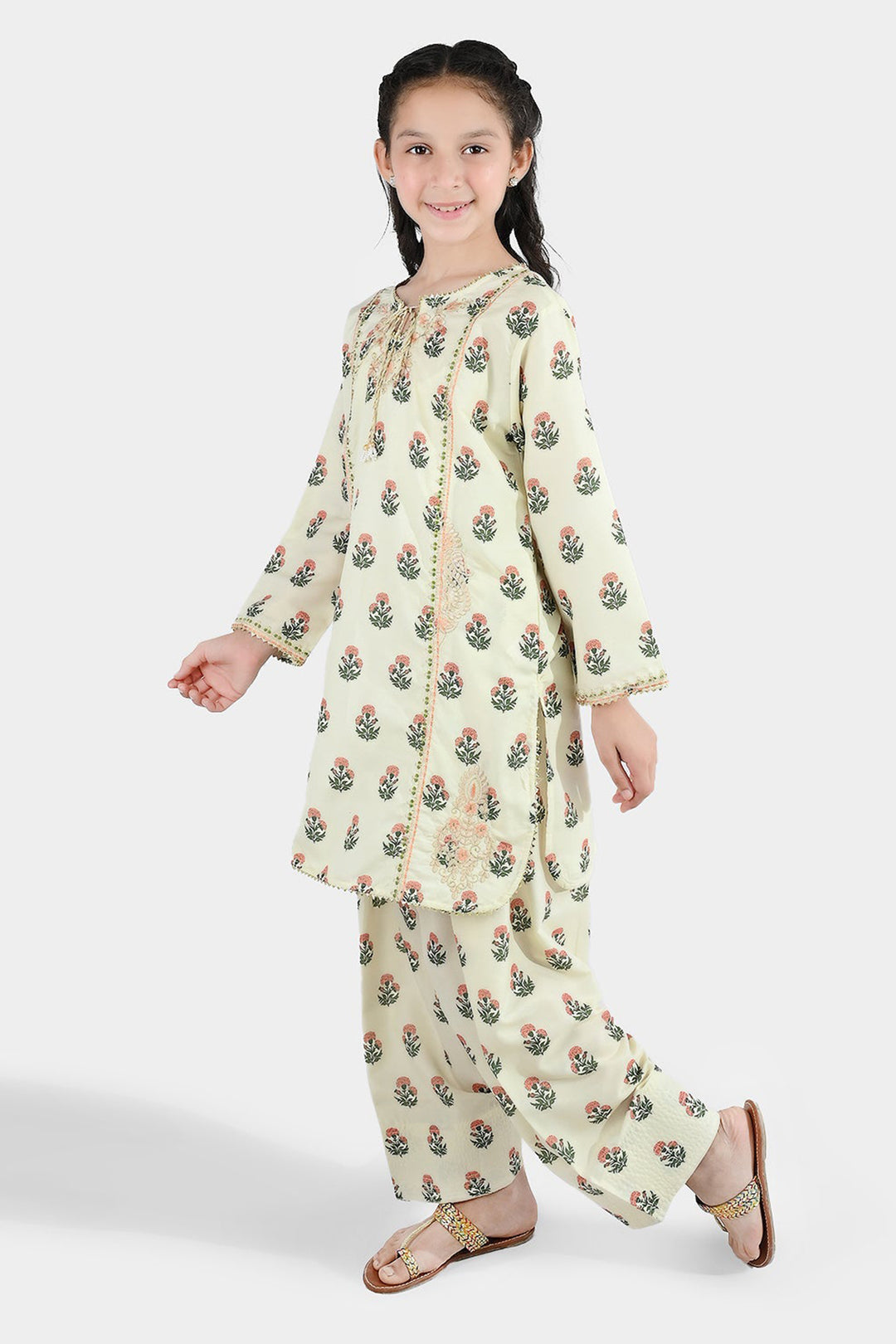 Girls Poly Lawn 2Pcs Suit Bird