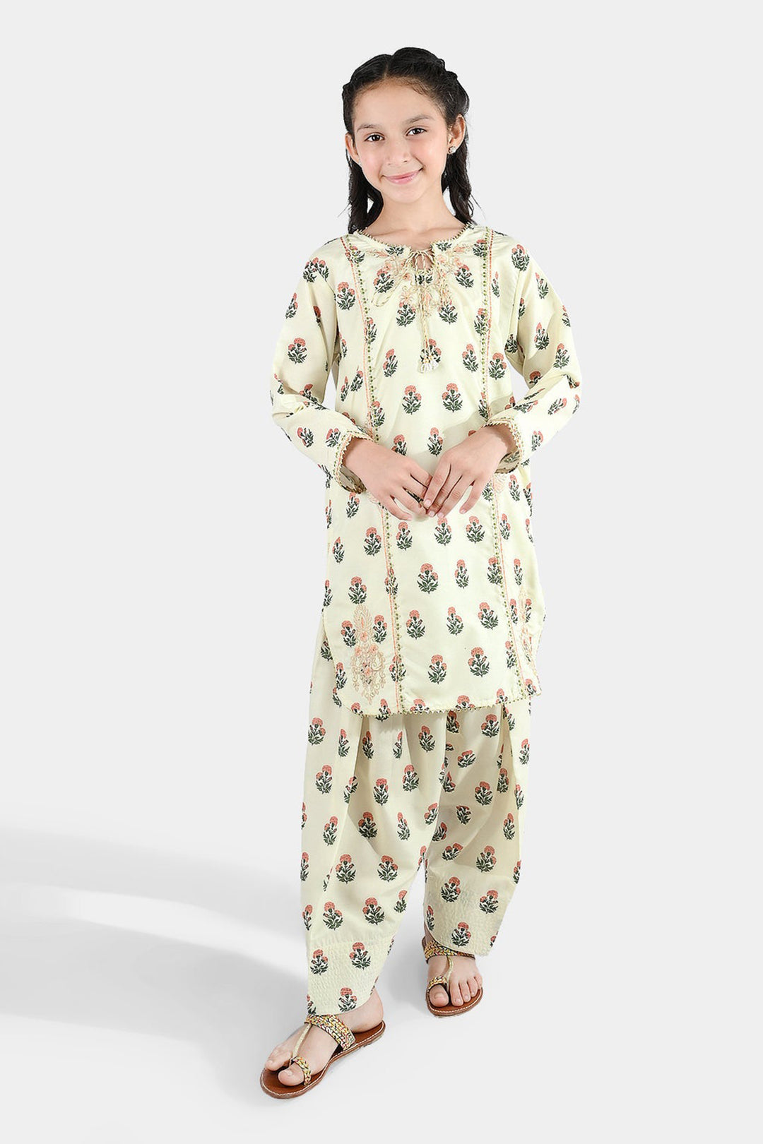 Girls Poly Lawn 2Pcs Suit Bird