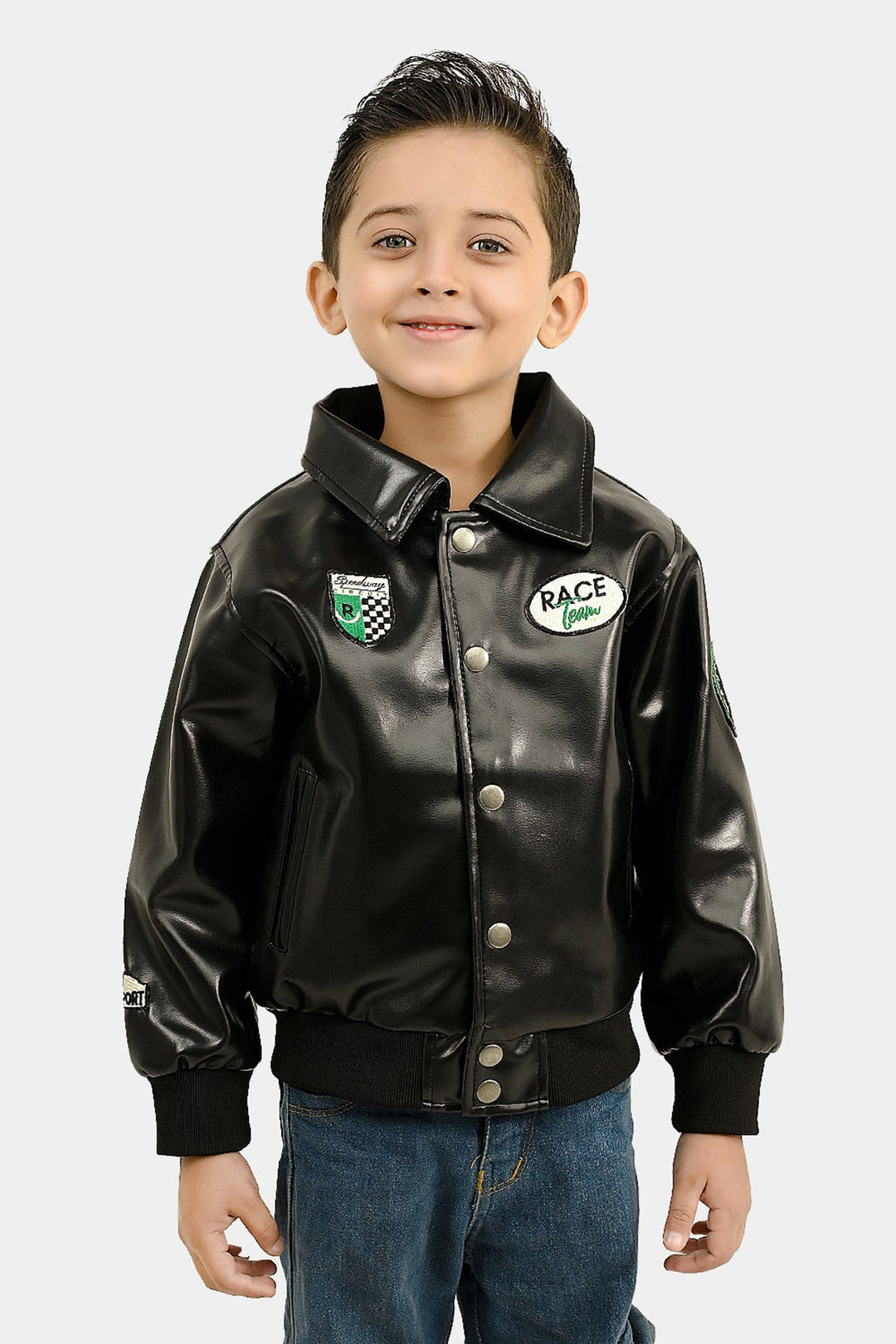 Boys PU Jacket Race Team - BLACK
