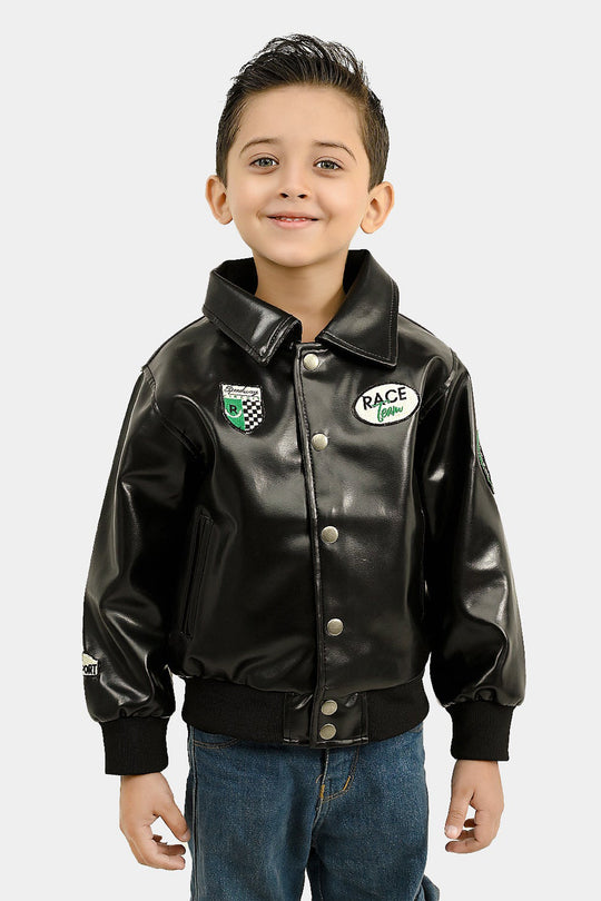 Boys PU Jacket Race Team - BLACK