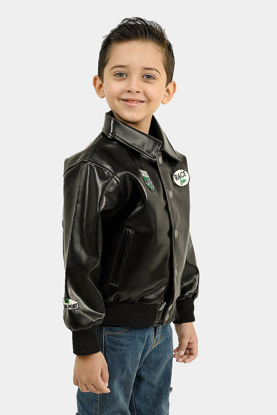 Boys PU Jacket Race Team - BLACK
