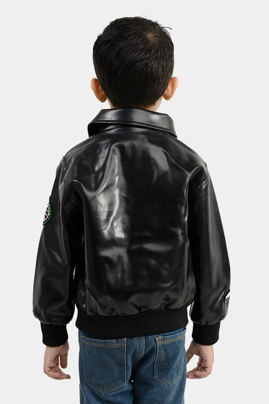 Boys PU Jacket Race Team - BLACK
