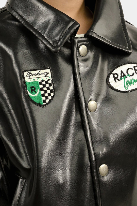 Boys PU Jacket Race Team - BLACK
