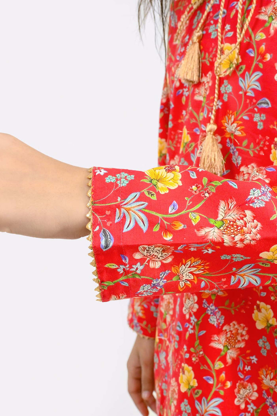 Girls Cotton Printed 2Pcs Bloom - Red
