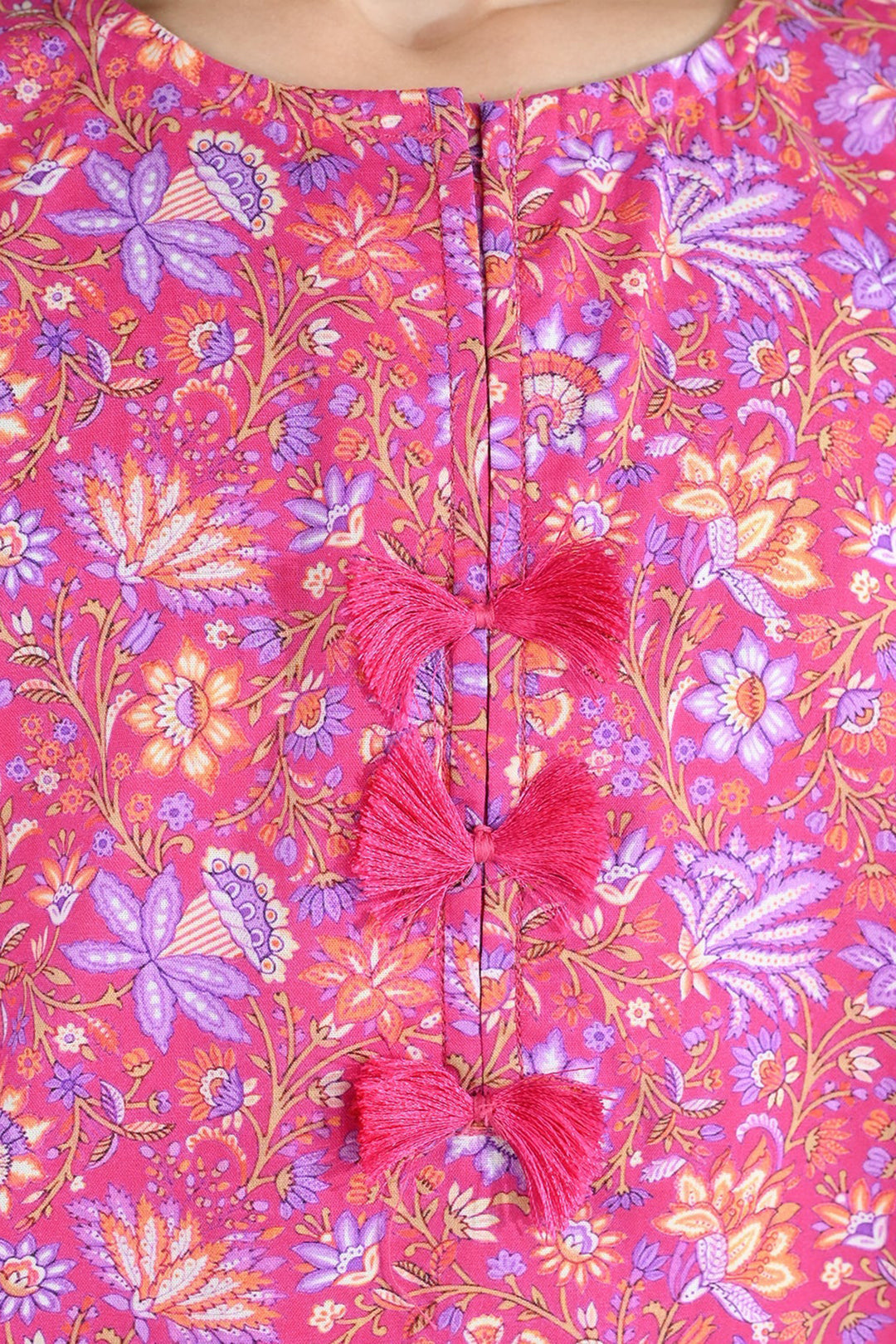 Girls Cotton Printed 2Pcs Floral-PINK
