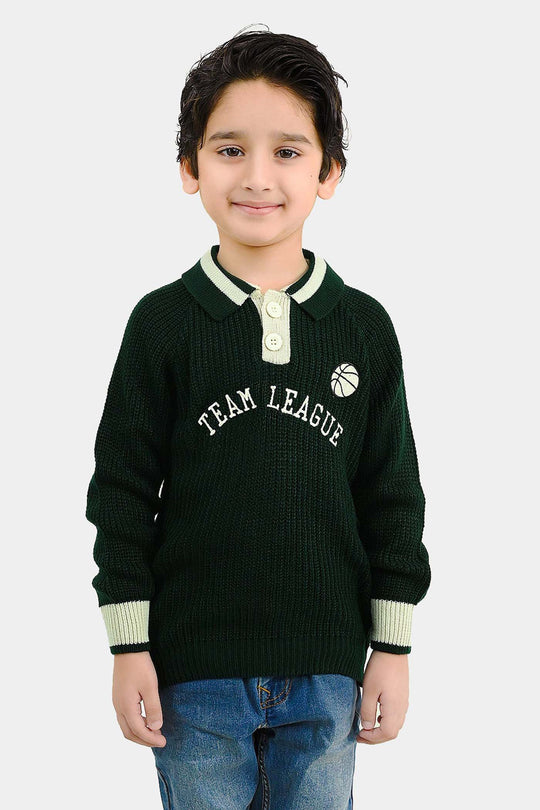 Boys Acrylic Sweater Team League - GREEN