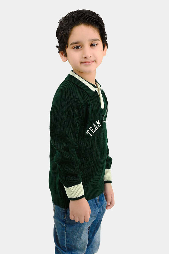 Boys Acrylic Sweater Team League - GREEN