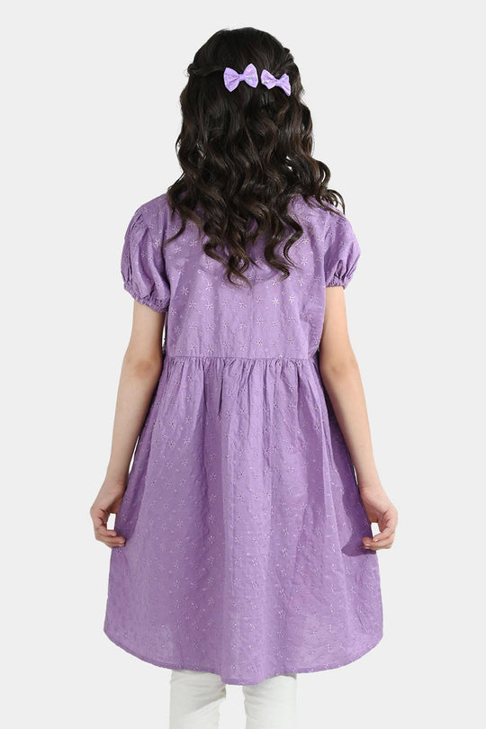 Girls Chicken Kari Embroidered Frock Grape-Purple