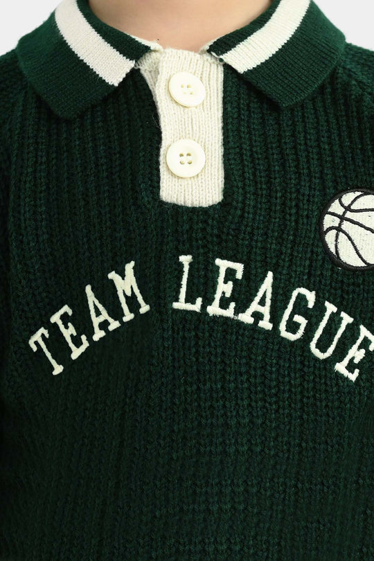 Boys Acrylic Sweater Team League - GREEN