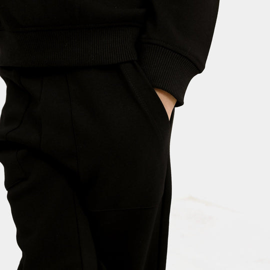 Boys Cotton Interlock 2 Pcs Suit-Black