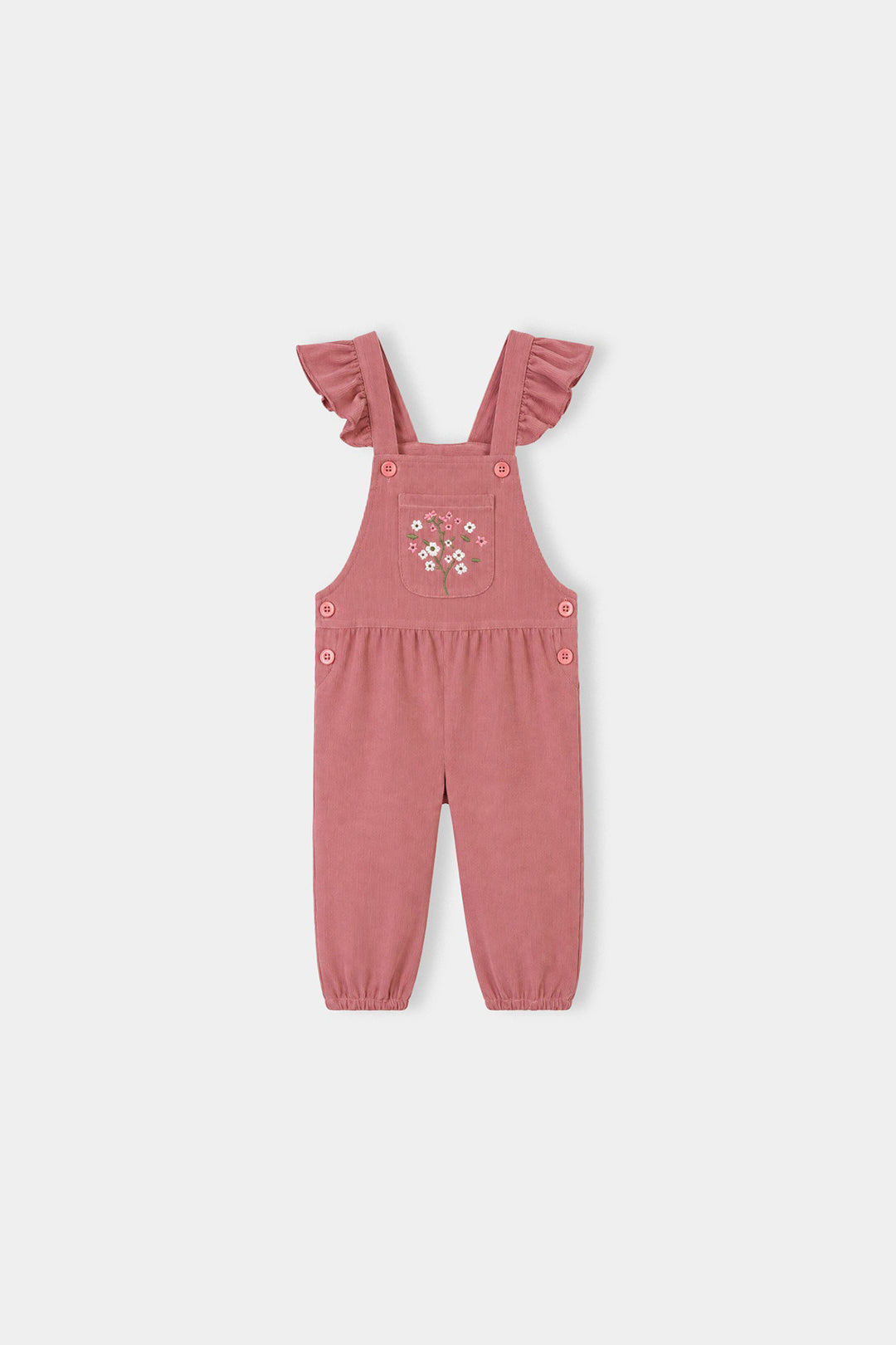 Infant Girls Corduroy Dungaree Suit-CORAL-Pink