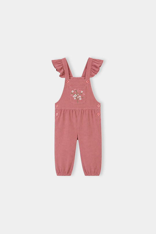 Infant Girls Corduroy Dungaree Suit-CORAL-Pink
