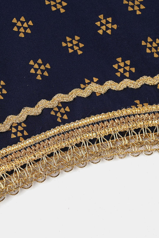 Infant Girls Poly Cambric 2-Pcs Suit (Inaya) - Navy Blue