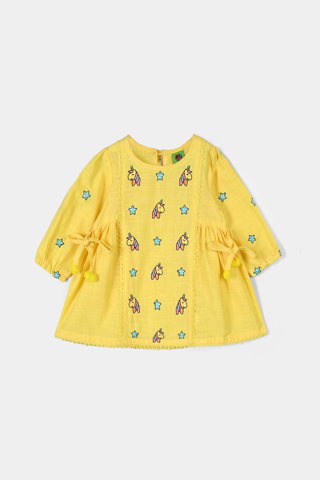 Infant Girls Cotton Emb 2Pcs Baby Unicorn-Yellow