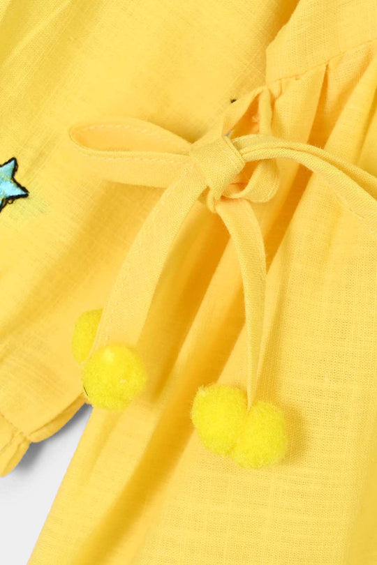 Infant Girls Cotton Emb 2Pcs Baby Unicorn-Yellow