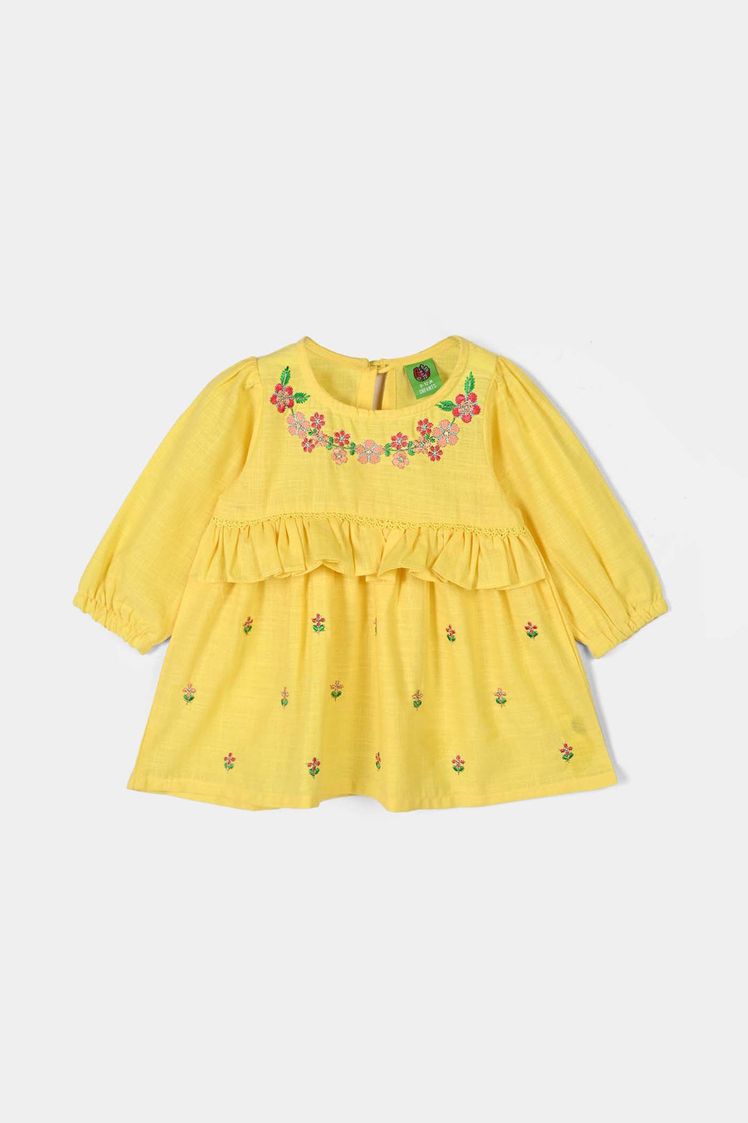 Infant Girls Cotton Emb 2Pcs Noor Blossom-Yellow
