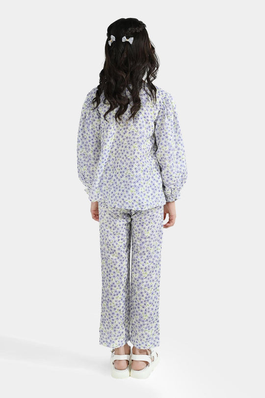 Girls Poly Lawn Co-Ord Set Black Bows-Multi