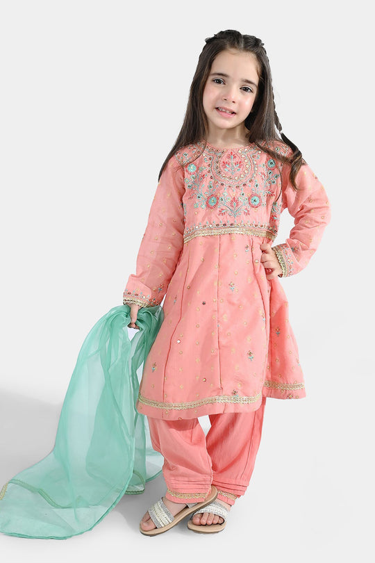 Girls Jacquard 3Pcs Razia-Peach
