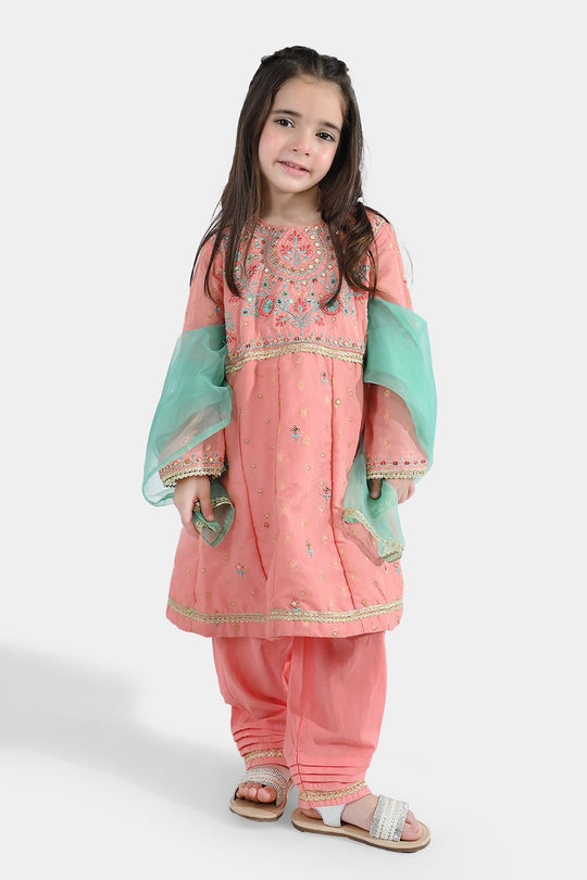 Girls Jacquard 3Pcs Razia-Peach