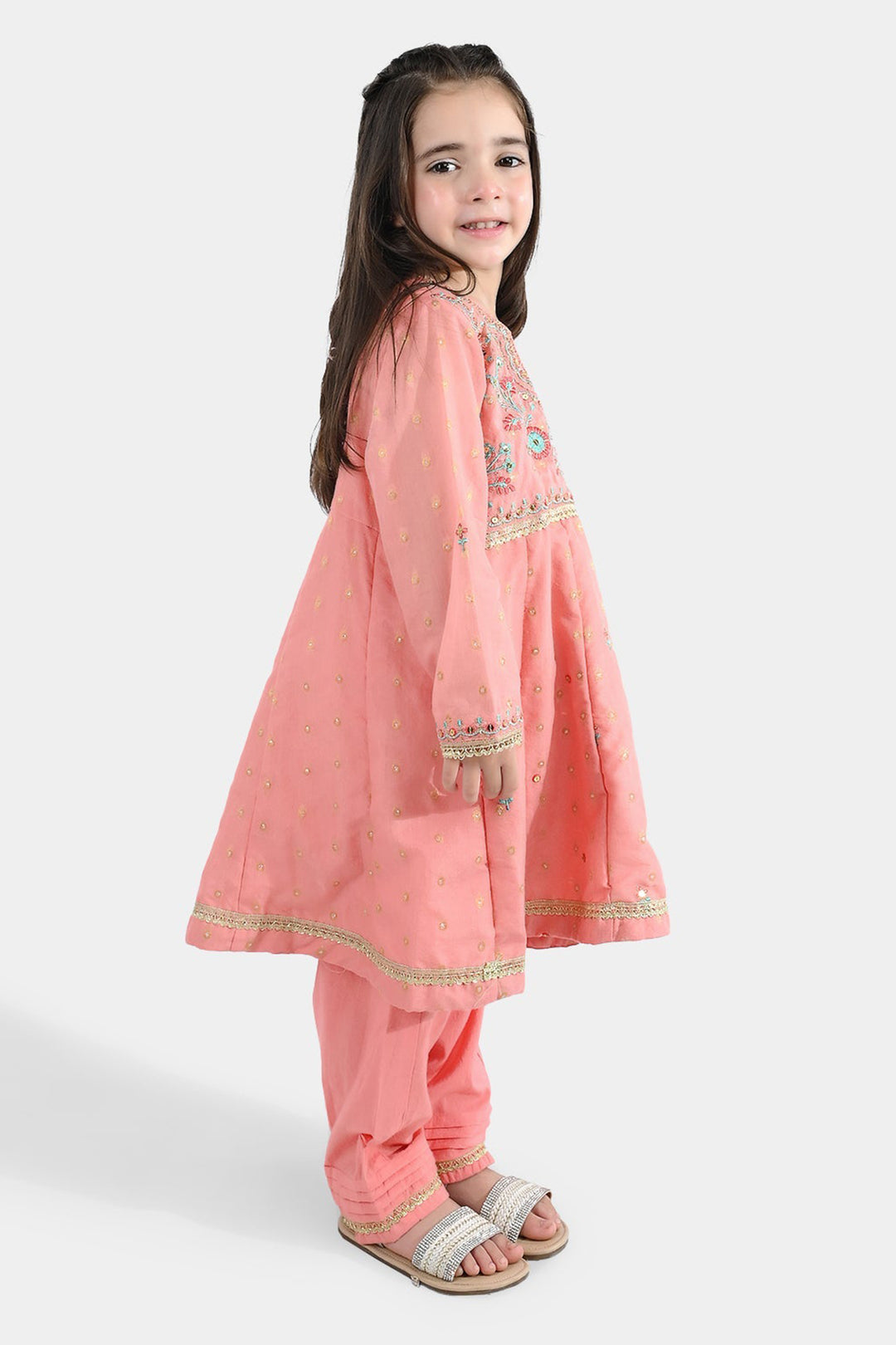Girls Jacquard 3Pcs Razia-Peach