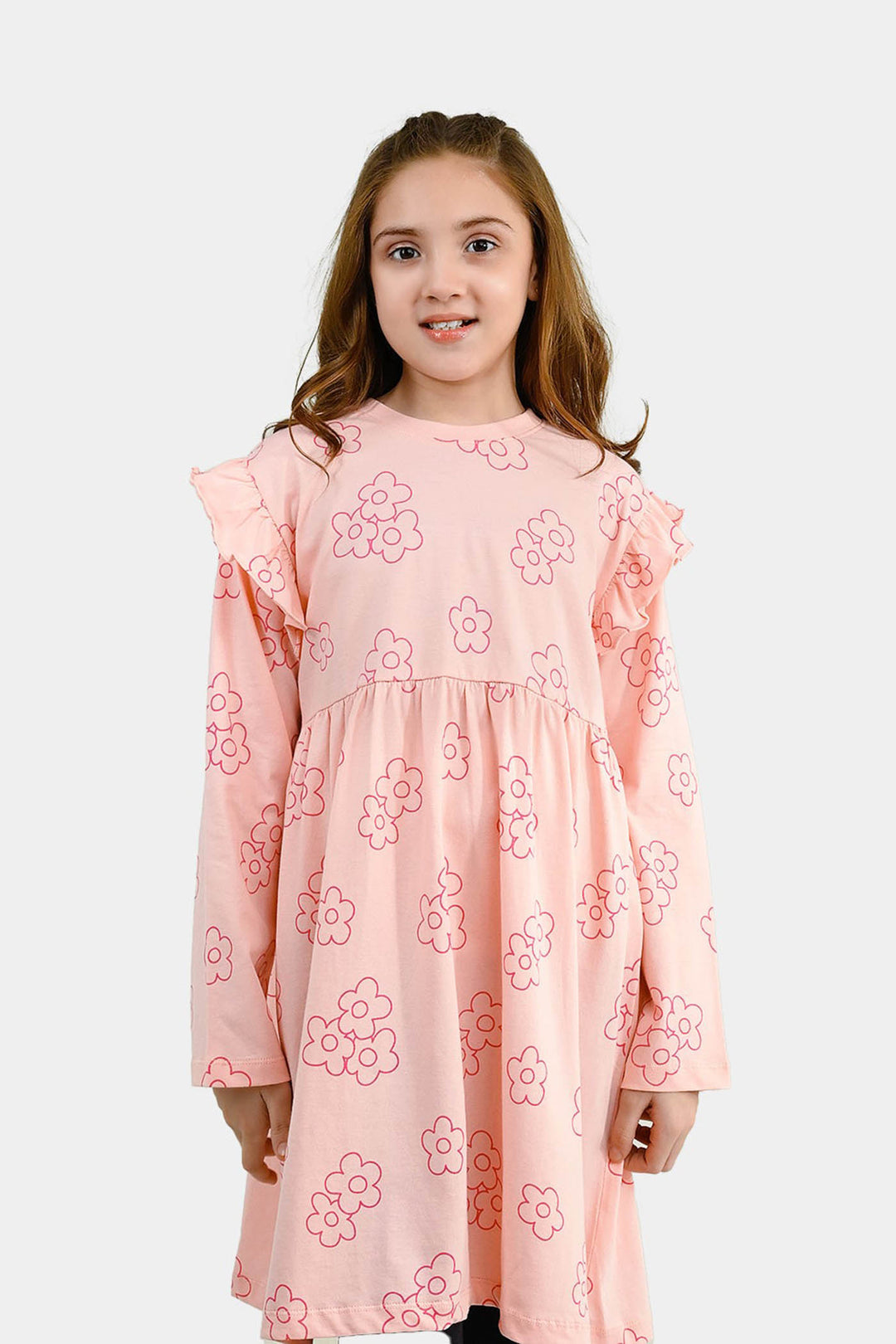 Girls Cotton Jersey Frock Floral Pattern