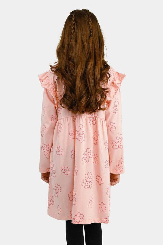 Girls Cotton Jersey Frock Floral Pattern