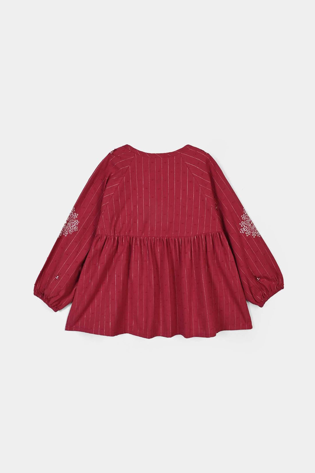 Girls Gauze Emb Top Confetti-Red