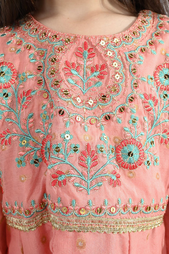 Girls Jacquard 3Pcs Razia-Peach