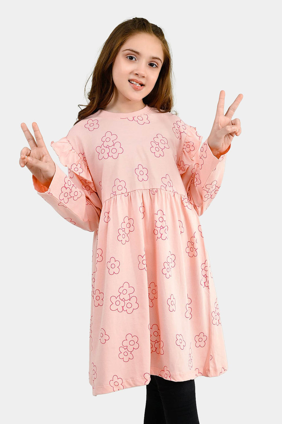 Girls Cotton Jersey Frock Floral Pattern