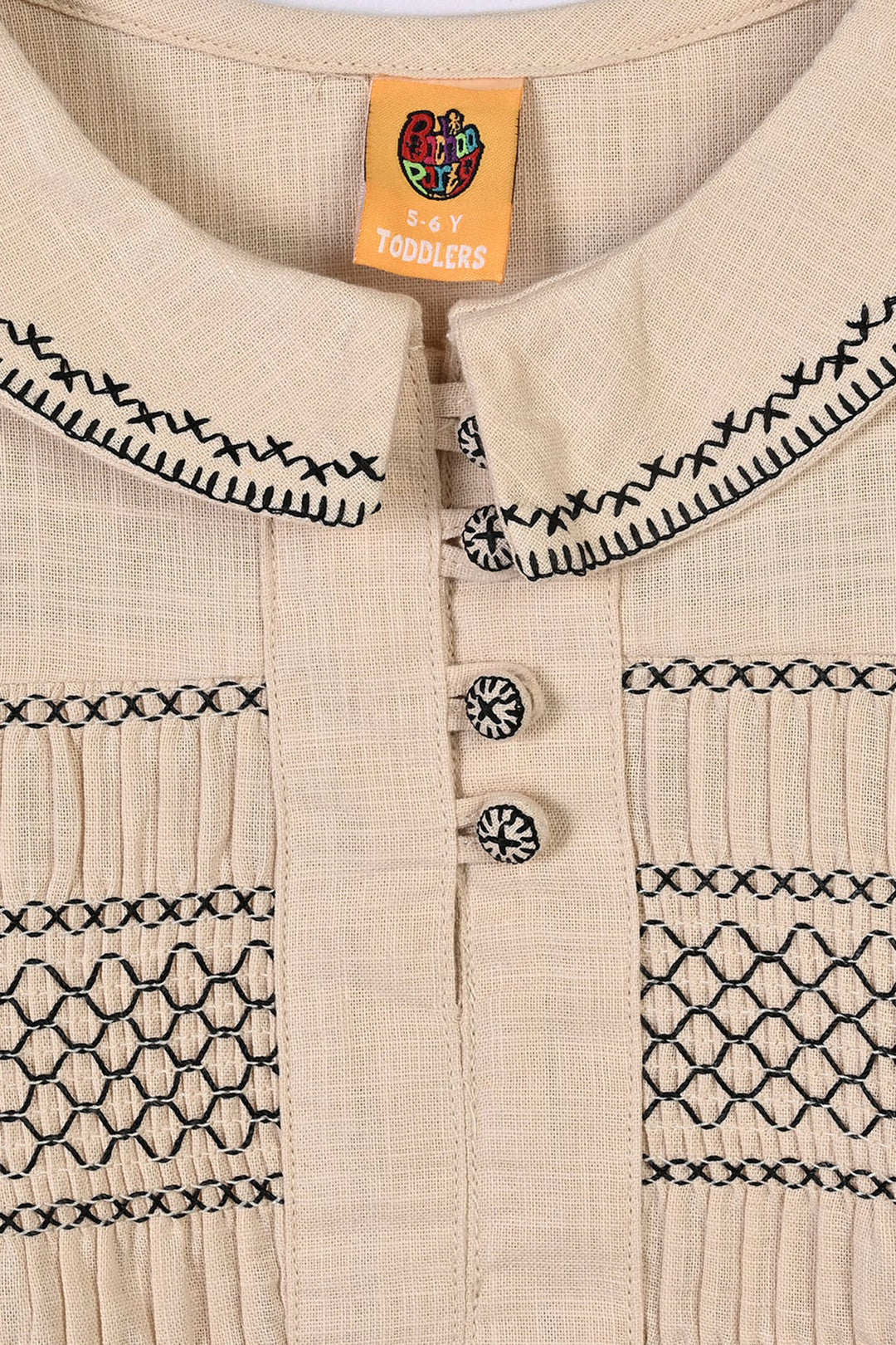 Girls Cotton Emb Top Vintage Top-Ivory