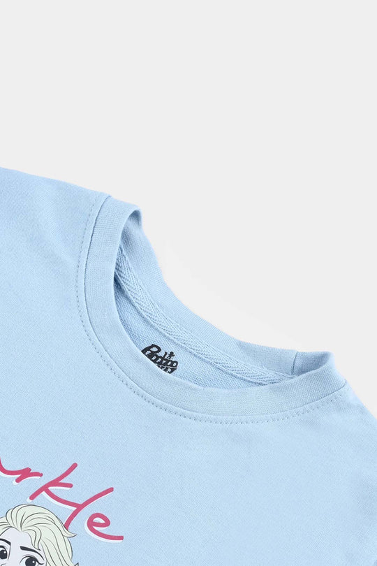 Girls Cotton Terry T-Shirt Sparkle - Blue