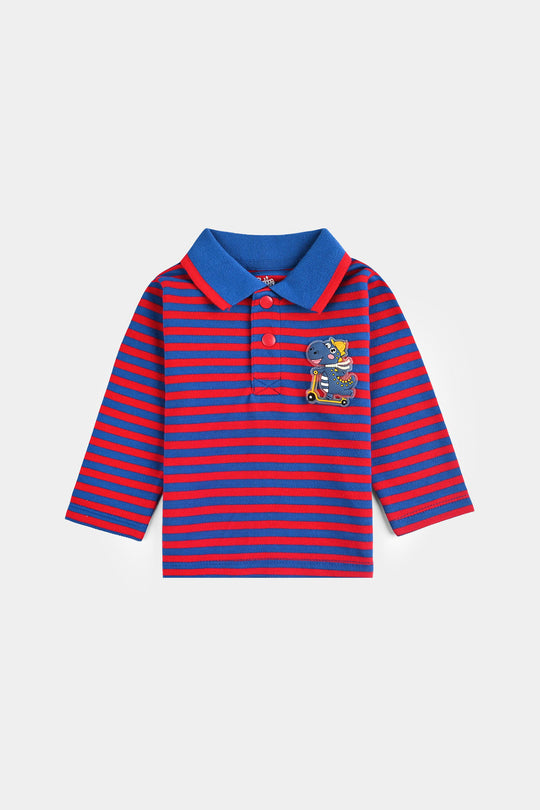 Infant Boys Jumbo Pique Polo F/S Fun Dino-C.Blue