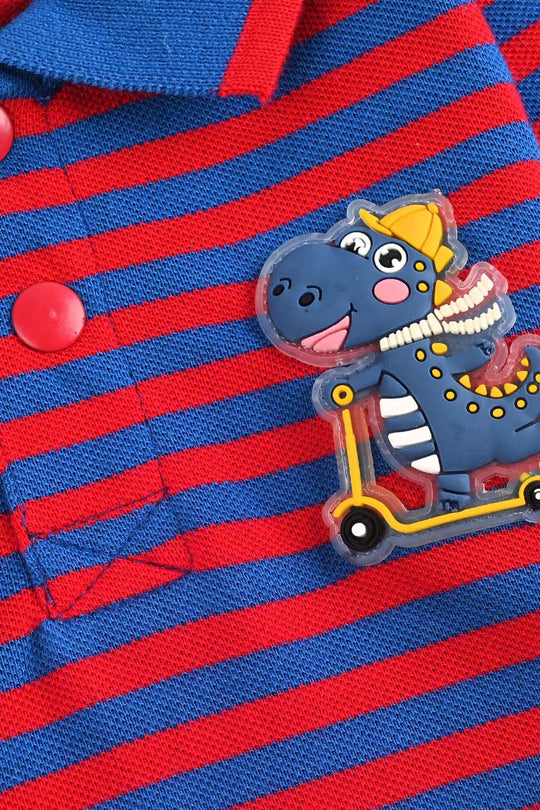 Infant Boys Jumbo Pique Polo F/S Fun Dino-C.Blue